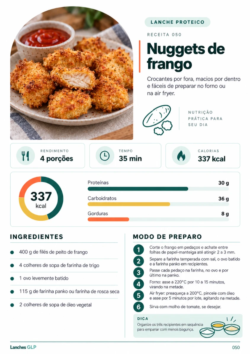 Página de receita dos Lanches GLP